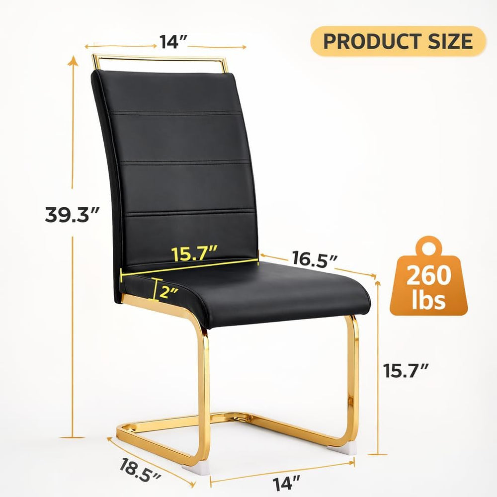 Dining Chairs Set 4, Armless Black Kitchen Chairs,Waterproof Faux Leather Din...