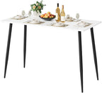 Garden 4 you Wood Dining Table for 4-6 People, Modern Rectangular Indoor Dinner Table, 47" Metal Frame Kitchen Table with Legs for Kitchen, Dining Room, Living Room, White