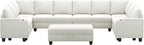 Belffin Oversized U Shaped Modular Sectional Couch for Living Room 10 Seater Modular Sofa Set with Storage Ottoman Large Sectional Couch with Cup Holder White