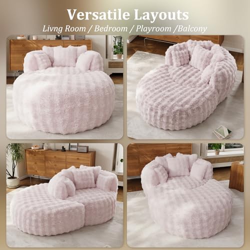 55" W x 75" D Oversized Chaise Lounge Chair Indoor with Ottoman,Pin...
