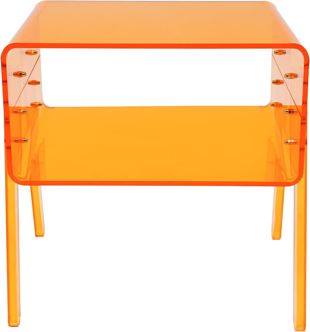 Acrylic Side Table, 2-Tier End Table with Open Storage, Modern Nightstand for...