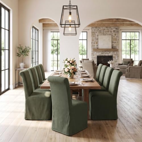 chairus Slipcovered Upholstered Parsons Dining Chairs Set of 2, Green
