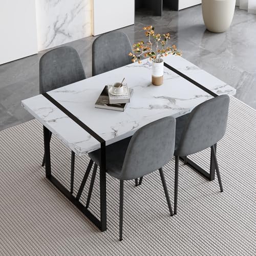 Modern 55'' Grey Wood Dining Table Set