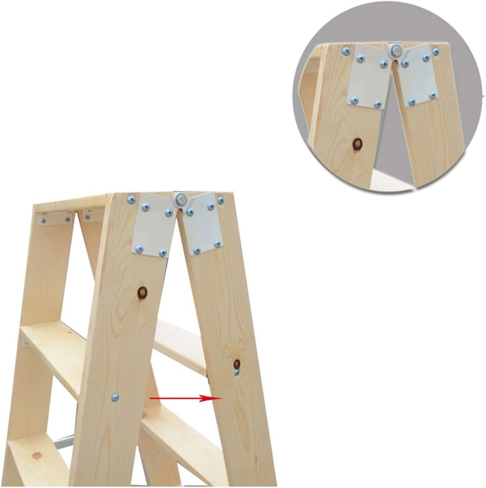 Portable Wood Step Ladders 6 Step Lightweight Folding Ladder Shelf Multi Purpose Stepladder Tread Step Stool for Home Loft Library,Max. 350kg Capacity
