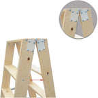 Portable Wood Step Ladders 6 Step Lightweight Folding Ladder Shelf Multi Purpose Stepladder Tread Step Stool for Home Loft Library,Max. 350kg Capacity