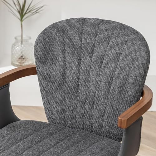 LUNLING Swivel Dining Chairs Set of 2, Mid Century Modern Gray Fabric+Faux Le...