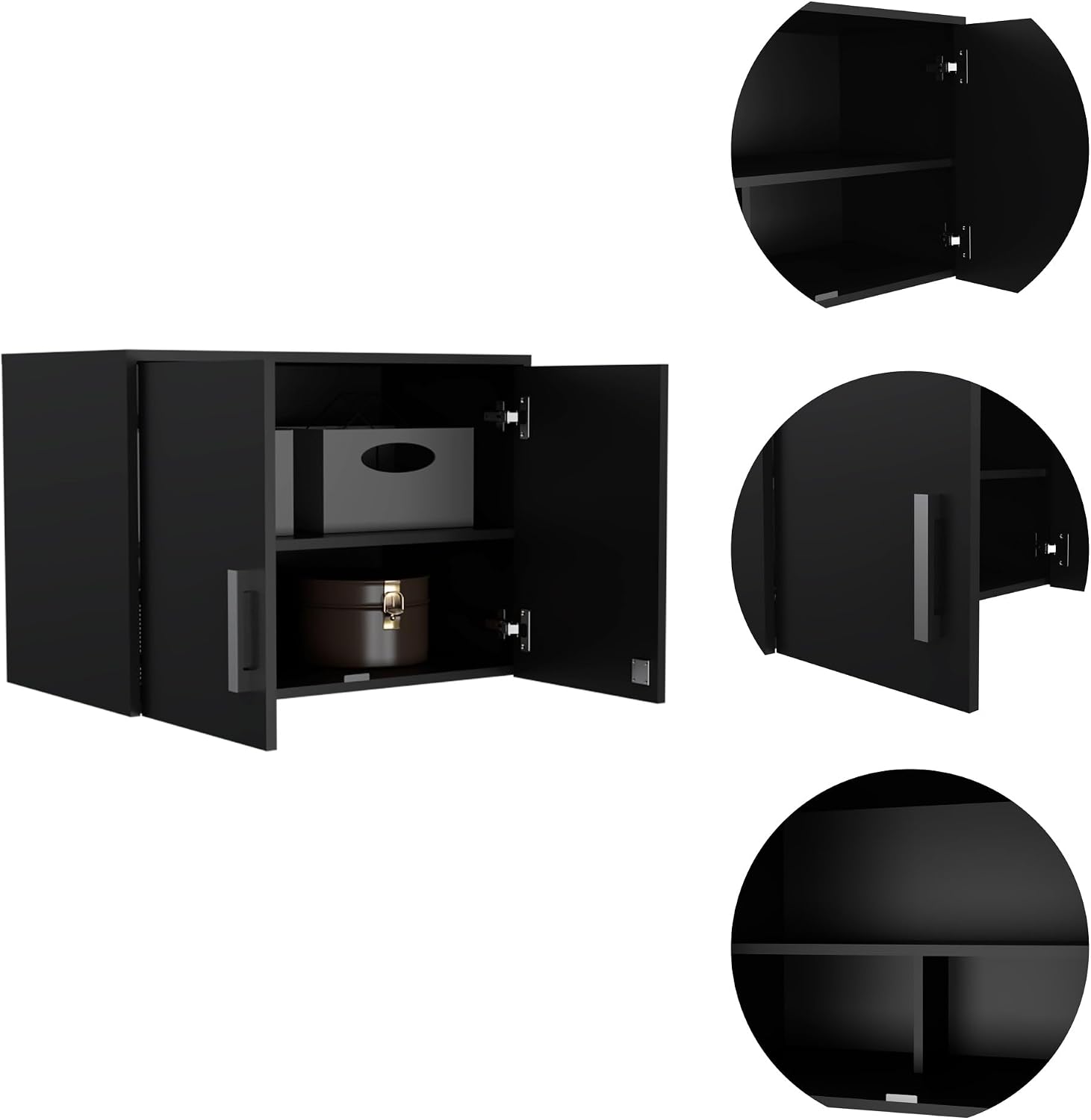 Farmhouse Pantry Storage Cabinet, Wall Cabinet Double Door, Three Internal Shelves,for Kitchen Home