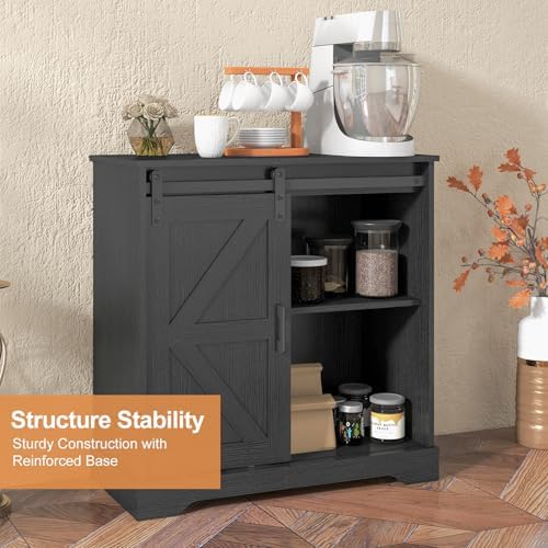 Panana Sliding Barn Door Buffet Sideboard Storage Cabinet Coffee Bar Kitchen ...