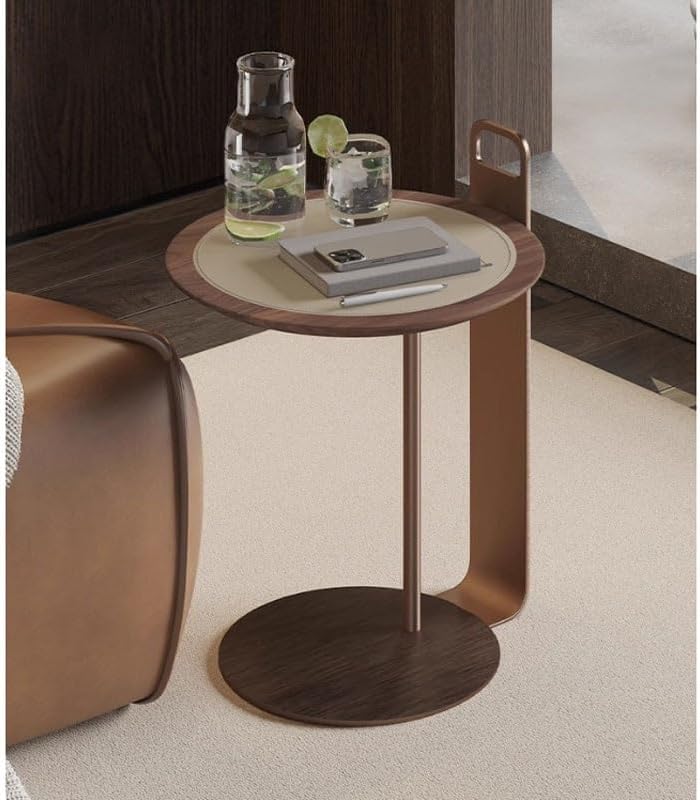 Living Room Sofa Side Table Tea Light Luxury Home Bedroom Saddle Leather Stor...