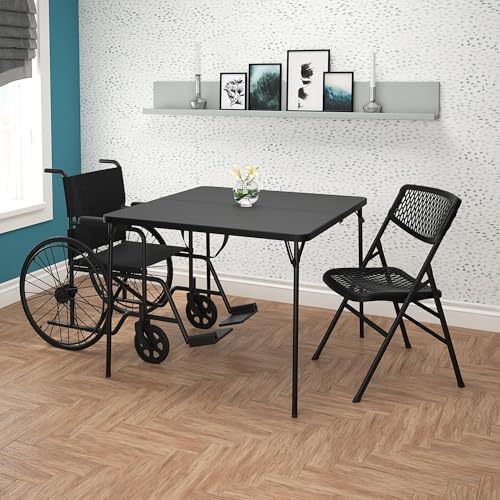 Cosco XL 38.5" Resin Fold-in-Half Card Table, Black, Wheelchair Accessib...