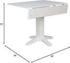 Solid Wood 36" Square Dual Drop Leaf Dining Table, White
