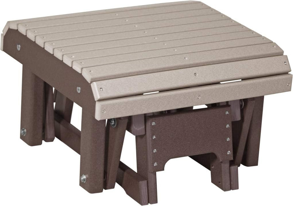LuxCraft Poly Glider Footrest Ottoman (Weatherwood & Chestnut Brown)