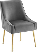 Modway Discern Pleated Back Upholstered Performance Velvet Dining Chair, Gray