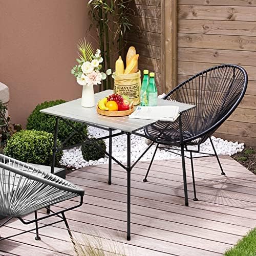 Portal Lightweight Aluminum Folding Square Table Roll Up Top 4 People Table
