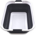 SAMMART 42L(11 gallon) Collapsible Plastic Laundry Basket-Foldable Pop Up Storage Container-Portable Washing Tub-Space Saving Basket,Water capacity 34L(9 gallon) (1 Rectangular - strengthen, Black)