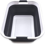 SAMMART 42L(11 gallon) Collapsible Plastic Laundry Basket-Foldable Pop Up Storage Container-Portable Washing Tub-Space Saving Basket,Water capacity 34L(9 gallon) (1 Rectangular - strengthen, Black)