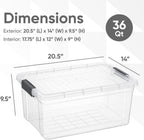 Superio Storage Bins with Lids, Clear Plastic Containers for Organizing, Stackable Totes, BPA Free, Odor Free, Organizer Boxes for Home, and Dorm (8 Pack, 36 Qt)
