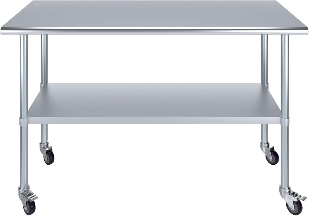 AmGood 60" Long x 24" Deep Stainless Steel Table with Casters