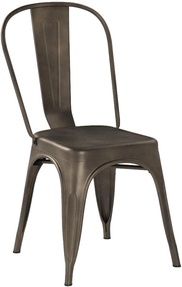 Yaheetech Metal Dining Chairs Set of 4, Industrial Stackable Kitchen Chairs with Back for Dining Room/Restaurant/Bistro/Patio, Indoor & Outdoor Use, Gun Metal