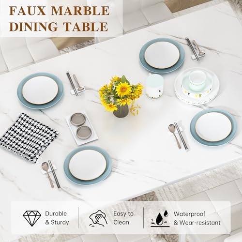 AWQM Dining Table Set for 4, Kitchen Table and Chairs Set, White