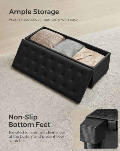 SONGMICS Storage Ottoman Bench, Foot Rest with Legs, Load up to 661.4 lb