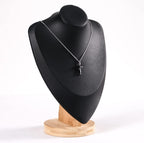 Coward 3D PU Leather Necklace Display Bamboo Chain Jewelry Model Bust Stand (black pu, 11.4")