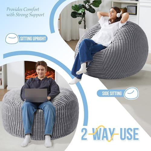 3 FT Bean Bag Chair,3' Big Bean Bag,Large Bean Bag Chairs for Adults | Co...