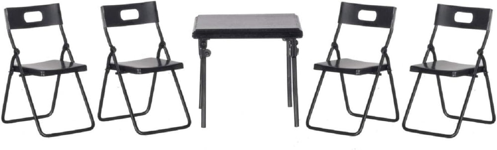 Aztec Imports, Inc. Dollhouse Miniature 5-Pc. Black Metal Folding Table &...