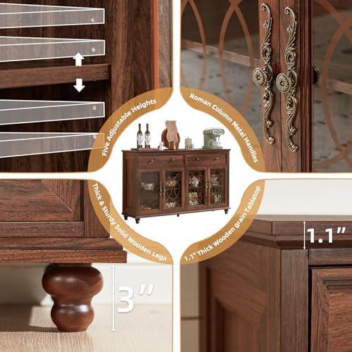 Joaxswe Farmhouse Sideboard Buffet Cabinet with Storage,59" Large Creden...