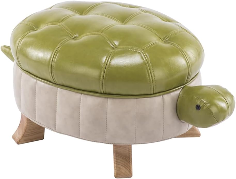 Animal Ottoman Footstool, Turtle Sofa Stool, PU Leather Upholstered Wood Otto...