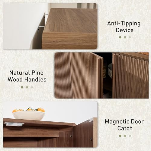 AMERLIFE 63" Fluted Sideboard Buffet Cabinet with Storage