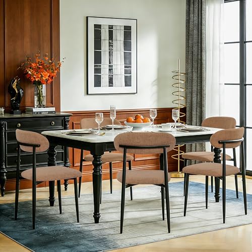 FREKEN Modern Upholstered Dining Chairs Set of 4, Mid-Century Metal Frame Lin...