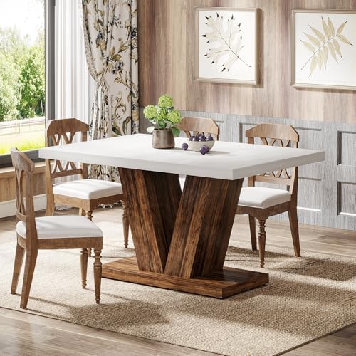 Tribesigns 47-Inch Dining Table for 4, White Kitchen Dinner Table with Heavy ...