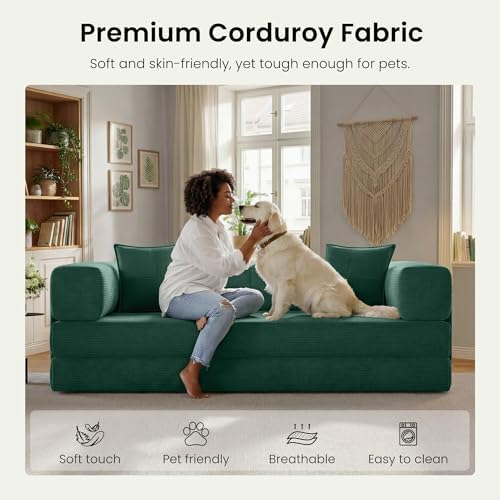 78.8" Convertible Futon Sofa Bed, Couch for Living Room | Corduroy Loves...