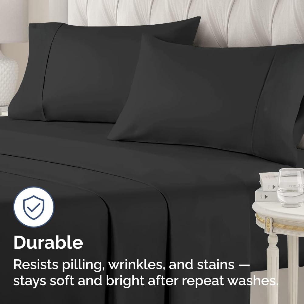 Queen Pillow Cases - 2 Pack - Super Soft Pillowcase Covers - Envelope Enclosure - Hotel Quality Pillow Protectors - Wrinkle Free, Fade, Shrink & Stain Resistant - Machine Washable - 20" x 30" (Black)