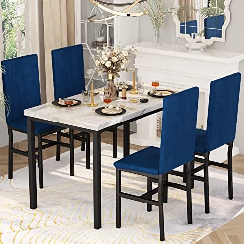 Hooseng Dining Table Set for 4- Space Saving Kitchen Table and Chairs for 4, ...