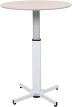 LUXOR LX-PNADJ-Round - Pneumatic Adjustable Round Pedestal Table., White, Medium