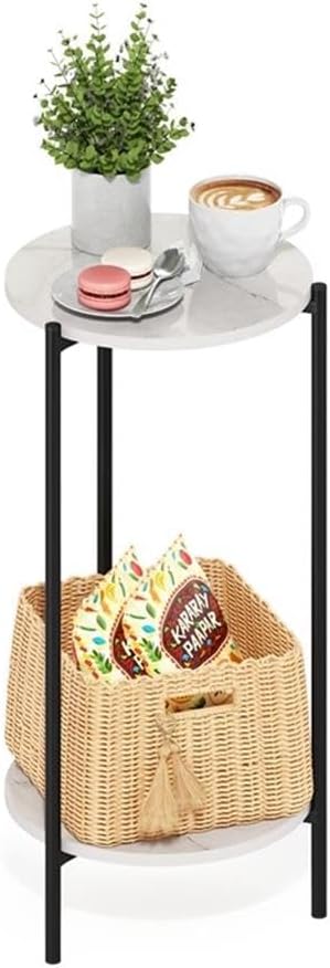 Pemberly Row 2-Tier Modern Round End Table, 11.57 x 11.57 x 23.62 Inches, Com...