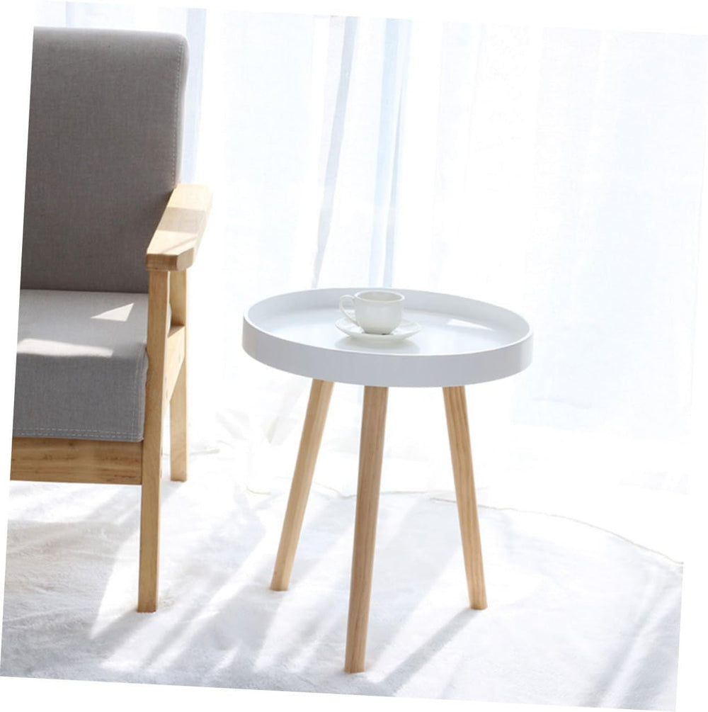 Modern Small Round Tea Table White Mini Sofa Side Table Bedside Decorative fo...