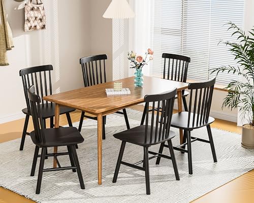 Dining Chairs Set of 8, Farmhouse Solid Wood Windsor Kitchen Chairs Set with ...