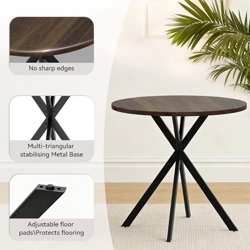 31.5" Small Round Dining Table Set for 2, Mid-Century X-Shaped Leg Table