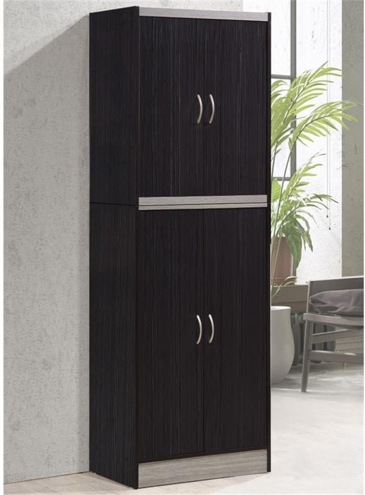 Home Square 4 Shelf Kitchen Pantry Set in Chocolate-Grey (Set of 2)