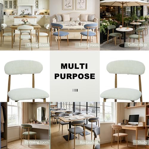FREKEN Modern Upholstered Dining Chairs Set of 6, Mid-Century Metal Frame wit...