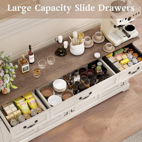 Sunny Heart 65" Large Buffet Storage Cabinet, Farmhouse Kitchen Sideboar...