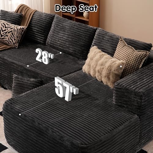 ovios 104" Cloud Couch with L-Shape Chaise,Modern Sectional Modular Sofa...
