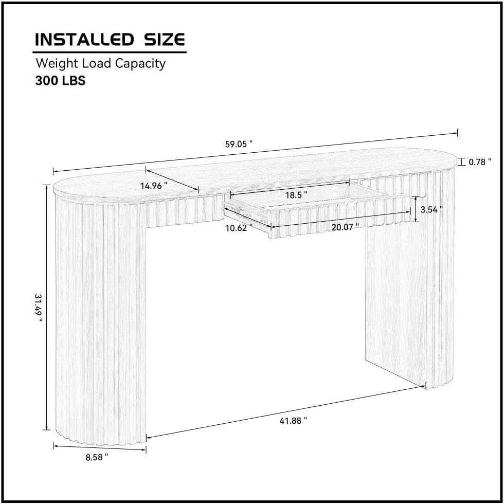 59.05'' Modern Console Table with Drawer for Entryway with Unique Ver...