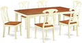 East West Furniture QUKE7-WHI-W 7 Piece Dining Room Furniture Set Consist of a Rectangle Kitchen Table with Butterfly Leaf and 6 Dining Chairs, 40x78 Inch, Buttermilk & Cherry