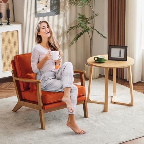 Karl home Mid-Century Lounge Accent Chair, Burnt Orange