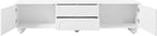 Ball & Cast 70" Modern TV Stand for TVs up to 75", Cream Media Console with Arched Push-to-Open Doors,2 Cabinets & 2 Drawers, 5 Iron Round Legs,Entertainment Center for Living Room,Bedroom,White