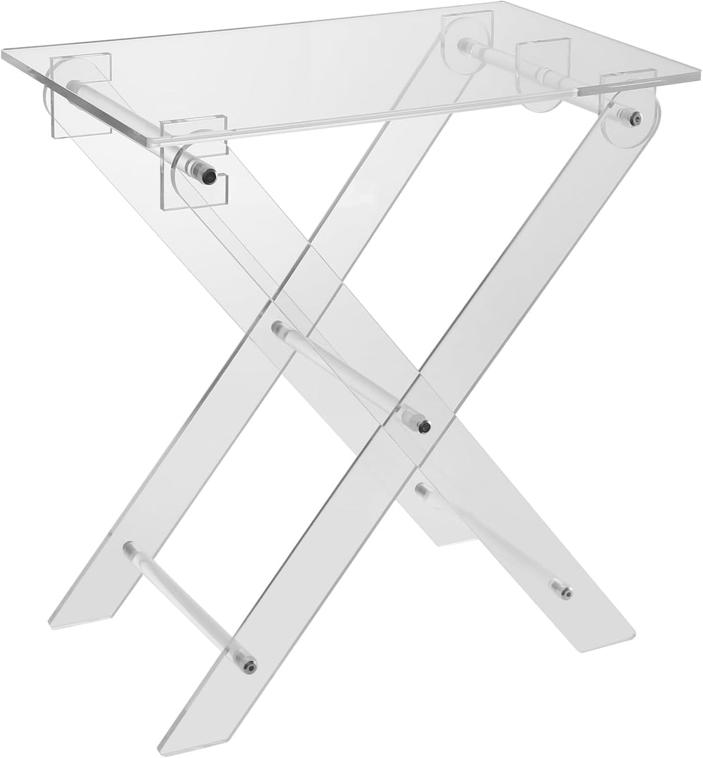 Acrylic Folding Table TV Tray, Foldable Acrylic Computer Stand, X Table Leg T...